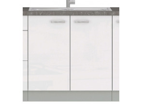 Kuchyňská dřezová skříňka Bianka 80ZL, 80 cm, bílý lesk