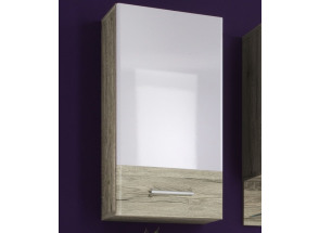 Koupelnová závěsná skříňka Barolo, dub san remo/lesklá bílá