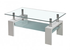 Konferenční stolek Bolero, bílý/sklo