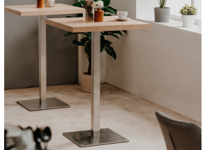 Barový stůl Quadrato 70x70 cm, dub sonoma/nerez