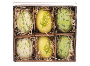 Velikonoční dekorace Malovaná vajíčka, 6 ks, zelená