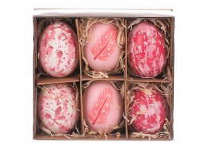 Velikonoční dekorace Malovaná vajíčka, 6 ks, růžová