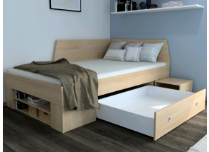 Úložná postel se zástěnou Junior 120x200 cm, dub sonoma