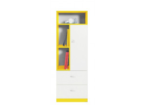 Skříňka s regálem Mobi, bílá/žlutá