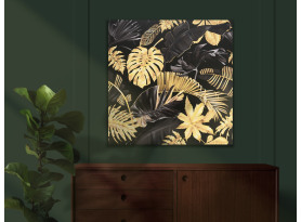 Obraz na plátně Černozlaté tropické listy, 80x80 cm