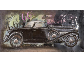 Kovový obraz na zeď Auto veterán 80x40 cm, vintage