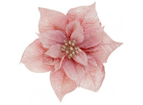 Umělý květ Vánoční hvězda na klipu, růžová, 20 cm
