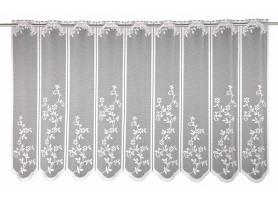 Žakárová vitrážová záclona Bistro 135x75 cm, bílý květinový vzor