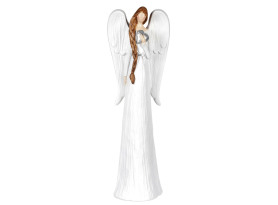Dekorační soška Anděl se srdcem 30 cm, bílá