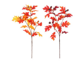 Podzimní větev (2 druhy) Dub s žaludy, oranžová