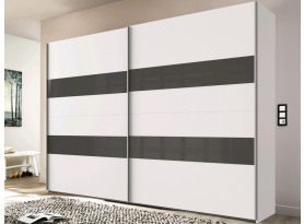 Šatní skříň Altona, 270 cm, bílá/šedé sklo