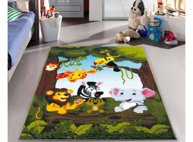 Dětský koberec Jungle 80x150 cm, motiv zvířátka, zelený