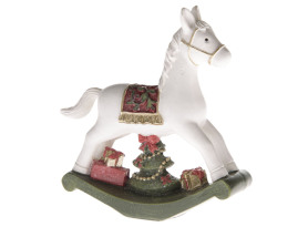 Vánoční dekorace Houpací kůň, bílá/zelená/červená
