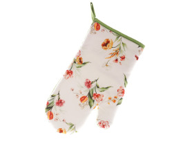 Kuchyňská rukavice s magnetem Floralis 29 cm, bílá s květinami