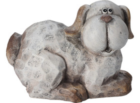 Dekorační soška (2 druhy) Pes, šedá keramika