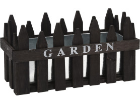 Květináč s plotem Garden 35 cm, černé dřevo