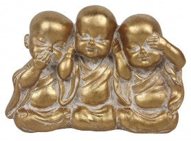 Dekorační soška Tři Buddhové 13 cm, zlatá