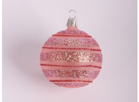 Vánoční ozdoba koule 6 cm, růžová, sklo