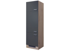 Kuchyňská skříň pro vestavnou lednici Tiago GIT60, dub san remo/šedá, šířka 60 cm