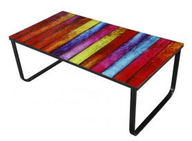 Konferenční stolek motiv barevné pruhy dřeva