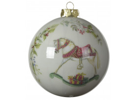 Vánoční ozdoba koule, motiv houpací koník