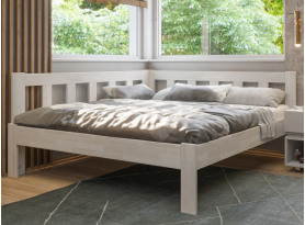Rohová postel se zástěnou vlevo Tema L 180x200 cm, bělený buk