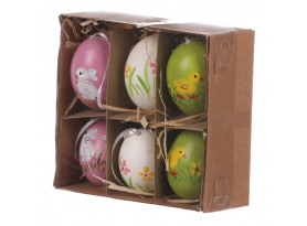 Velikonoční dekorace Kraslice z pravých vajíček, 6 ks, barevná