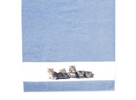 Dětská osuška 75x150 cm, motiv koťata, modrá