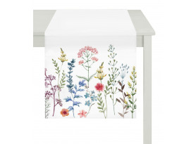 Běhoun na stůl Luční květy 40x150 cm, bílý