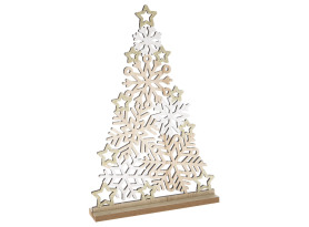 Vánoční dekorace Stromek z vloček 24 cm, dřevěný