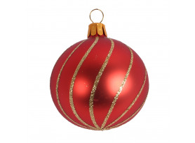 Vánoční ozdoba skleněná koule 6 cm, červená, vlny
