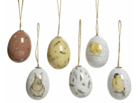 Velikonoční dekorace Závěsná vajíčka s motivem peříček a zvířátek