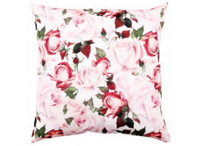 Dekorační polštář Růže 45x45 cm, bílo-růžový