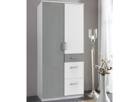 Šatní skříň bez zrcadla Click, 91 cm, bílá/šedý beton