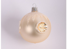 Vánoční ozdoba skleněná koule 7 cm, píchaná béžová