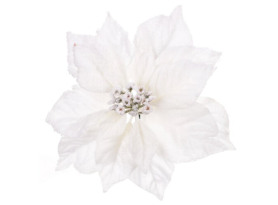 Umělý květ Zasněžená vánoční hvězda 22 cm, bílá