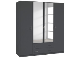 Šatní skříň se zrcadlem Case, 181 cm, tmavě šedá