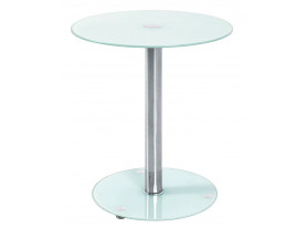 Kulatý odkládací stolek Ural, bílé sklo