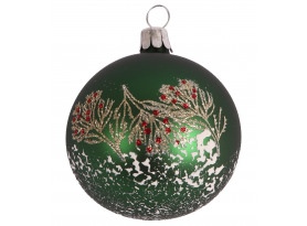 Vánoční ozdoba koule 6 cm, zelená s větvičky