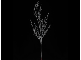 Umělá květina Vánoční větvička se třpytkami 69 cm, stříbrná