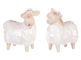 Velikonoční dekorace Keramická bílá ovce, mix 2 druhů