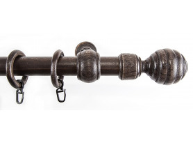 Záclonová tyč s háčky Granát 240 cm, tmavé dřevo
