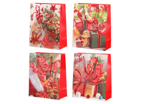 Vánoční dárková taška (4 druhy) velikost L, červená