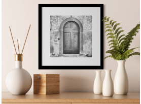 Rámovaný obraz Klenuté dveře 30x30 cm, černobílý