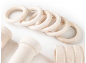 Kroužky s háčky (10 ks) Rullo 28 mm, bílé dřevo