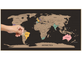 Stírací mapa světa 80x45 cm, černá/zlatá