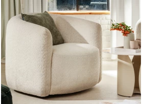 Otočné křeslo Alken, krémovo-béžová látka