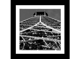 Rámovaný obraz Eiffelova věž detail 20x20 cm, černobílý