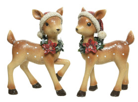 Vánoční dekorace (2 druhy) Srnka s čepicí