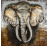 Kovový obraz na zeď Slon 80x80 cm, šedý vintage